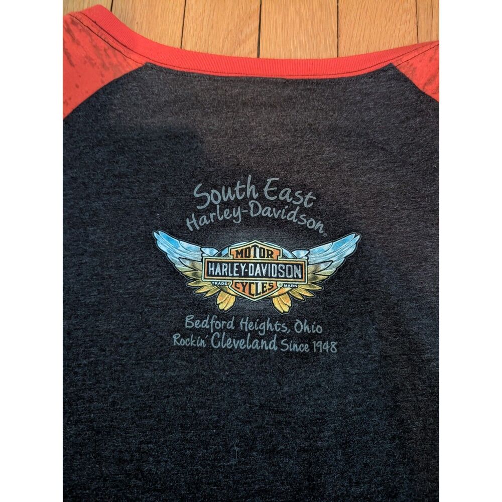 Harley-Davidson 3/4-sleeve raglan v-neck baseball tee
